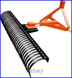 72'' 3 Point Landscape Rock Rake For Category 1 & 2 Skid Steer Tractors Loader