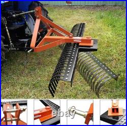72'' 3 Point Landscape Rock Rake For Category 1 & 2 Skid Steer Tractors Loader