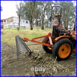 72'' 3 Point Landscape Rock Rake For Category 1 & 2 Skid Steer Tractors Loader