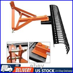 72'' 3 Point Landscape Rock Rake For Category 1 Skid Steer Tractors Loader