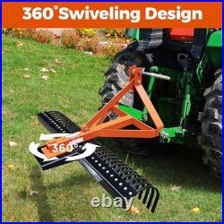 72'' 3 Point Landscape Rock Rake For Category 1 Skid Steer Tractors Loader