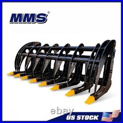 72'' Brush Root Rake Clam Grapple Attachment Skid Steer Quick Attach