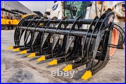 72'' Brush Root Rake Clam Grapple Attachment Skid Steer Quick Attach