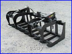 72 Dual Cylinder Root Grapple Bucket Attachment Fits Skid Steer Quick Attach