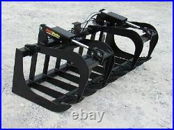 72 Dual Cylinder Root Grapple Bucket Attachment Fits Skid Steer Quick Attach