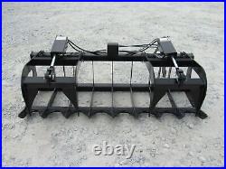 72 Dual Cylinder Root Grapple Bucket Attachment Fits Skid Steer Quick Attach