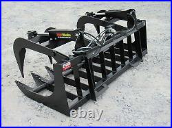72 Dual Cylinder Root Grapple Bucket Attachment Fits Skid Steer Quick Attach