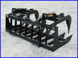 72 Dual Cylinder Root Grapple Bucket Attachment Fits Skid Steer Quick Attach