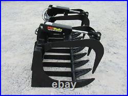 72 Dual Cylinder Root Grapple Bucket Attachment Fits Skid Steer Quick Attach