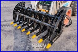 72'' Root Rake Clam Grapple Attachment Bobcat Skid Steer Tractor Quick Attach