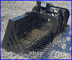 72 Single Cylinder Compact Tractor Rock Bucket Grapple Fits Skid Steer Loader