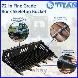 72-in Fine Grade Skeleton Rock Bucket With Teeth For Skid Steers And Tractors Wi