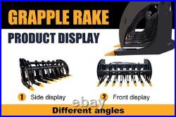 72inch Brush Root Rake Clam Grapple Attachment Fits Bobcat Skid Steer