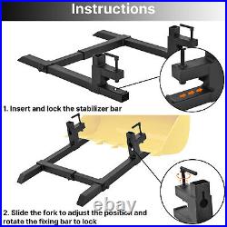 Black 43 Pallet Fork Blades Forklift Blades for Skid Tractors Loaders 1500lbs