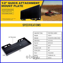 Bobcat Kubota Skid Steer Loader Quick Tach Attachment Hitch 1/2in Mount Plate