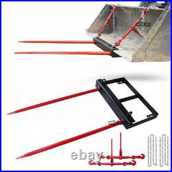 Bucket Dual 49inch Hay Bale Spear Attachment Front Loader Tractor Skid Steer