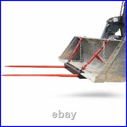 Bucket Dual 49inch Hay Bale Spear Attachment Front Loader Tractor Skid Steer