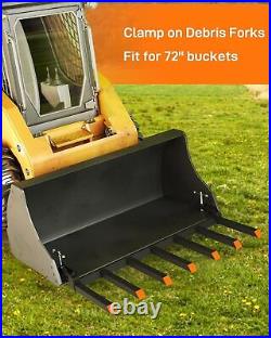 Clamp on Debris Forks Heavy Duty, Compatible with 72 Loader Buckets Skid Steers