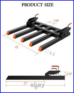 Clamp on Debris Forks to 48 Bucket, Tractor Skid Steer Pallet Forks Heavy Duty