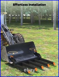 Clamp on Debris Forks to 48 Bucket, Tractor Skid Steer Pallet Forks Heavy Duty