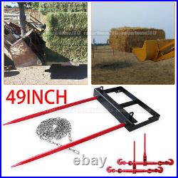Dual 49inch Hay Bale Spear Attachment Front Loader Tractor Skid Steer With Chains