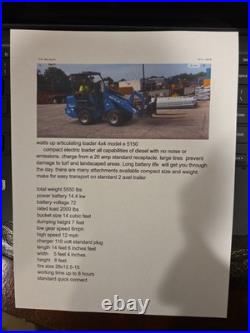 Electric Loader Tractor, Skid Steer. Articulating Loader