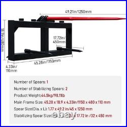 FREE SHIP 49 Hay Spear Bale Spears Skid Steer Loader Tractor Attachment 3000lbs