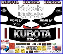 Fits Kubota SSV 75 Complete Decal Kit Skid Steer Stikers Free Shipping