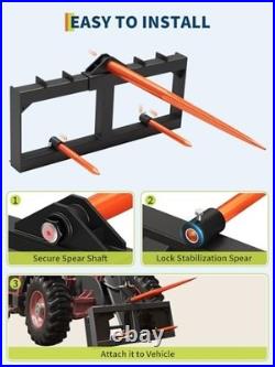 Garvee Hay Bale Spear 3000 lb Quick Attach Fork for Tractor Skid Steer