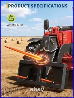 Garvee Hay Bale Spear 3000 lb Quick Attach Fork for Tractor Skid Steer