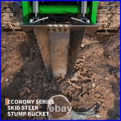 Garvee Stump Bucket for Skid Steer Quick Tach Serrated Blade Tree Root Removal