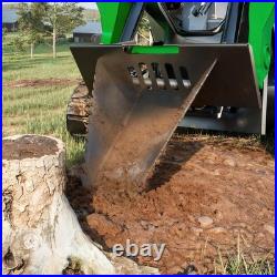 Garvee Stump Bucket for Skid Steer Quick Tach Serrated Blade Tree Root Removal
