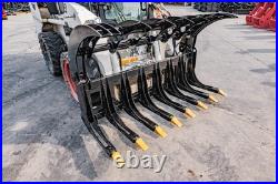Grapple Attachment For Bobcat Skid Steer 72 Root Rake Grapple with 8 Teeth