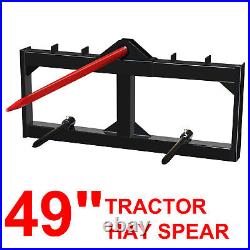 Hay Bale Spear Skid Steer Loader Tractors Quick Tach Attachment Moving Hitch 49
