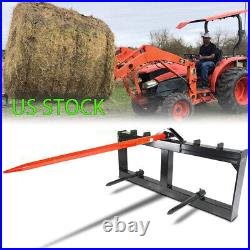 Hay Bale Spear Skid Steer Tractor Loader Quick Tach Attachment Moving Hay Bale