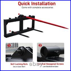 Hay Bale Spear Skid Steer Tractor Loader Quick Tach Attachment Moving Hay Bale