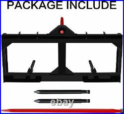 Hay Bale Spear Skid Steer Tractor Loader Quick Tach Attachment Moving Hay Spear
