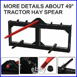 Hay Bale Spear Tractor Skid Steer Loader Attachment 3-Tine Spear Quick Attach