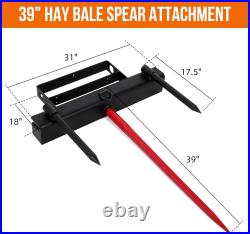 Heavy Duty 39/49 Hay Bale Spear 4,000 lb Skid Steer Tractor Loader Attachment