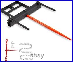 Heavy-Duty 39 Tractor Hay Spear with Stabilizer Spears & Quick Attach Chain