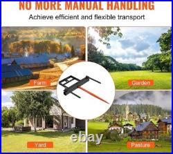 Heavy-Duty 39 Tractor Hay Spear with Stabilizer Spears & Quick Attach Chain