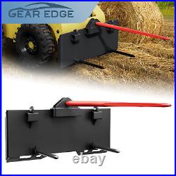 Heavy-Duty 3/8 Skid Steer Mount Plate with 3000lbs Hay Spear & Stabilizers