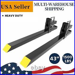 Heavy-Duty Pallet Forks 1500lbs Clamp On Tractor Bucket Skid Steer Loader Attach