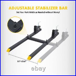 Heavy-Duty Skid Steer Tractor Pallet Forks 60 2000lb Stabilizer Clamp-On