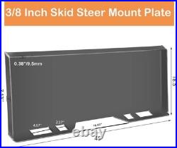 Metal Skid Steer Mount Plate Adapter Loader Quick Tach Attachment 1/4 3/8