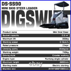 Mini Skid Steer Loader 13.5HP Tracked Ride-On with Bucket, Crawler Loader