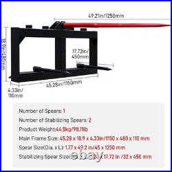 NEW 49 Hay Bale Spears Skid Steer Tractor Attachment 1600lbs Lift FREE SHIPPING