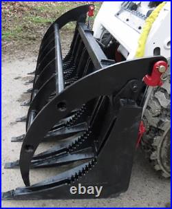 NEW 72 HD ROOT BRUSH GRAPPLE SKID STEER LOADER MOUNT clamshell tractor 6 Bobcat