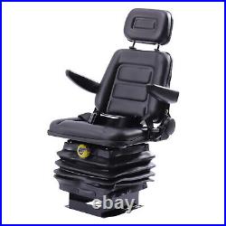 Motoroza Universal Tractor Seat With Adjustable Backrest, Armrests & Safety Belt – Forklift Replacement Seat