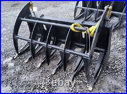 NEW USA 60 SKID STEER LOADER/TRACTOR BRUSH ROOT RAKE CLAMSHELL GRAPPLE bobcat 5